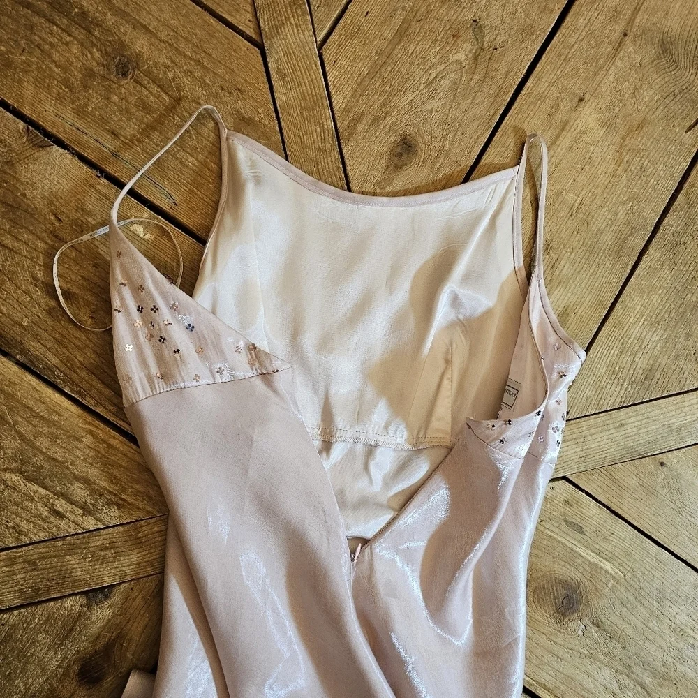 Jessica McClintock the sparkle mini Dress pastel sheer pink with sequins- y2k - Picture 3 of 14